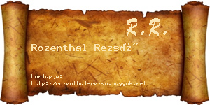 Rozenthal Rezső névjegykártya